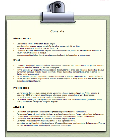 Constats Areva